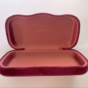 Red burgundy GUCCI velvet eyewear case.